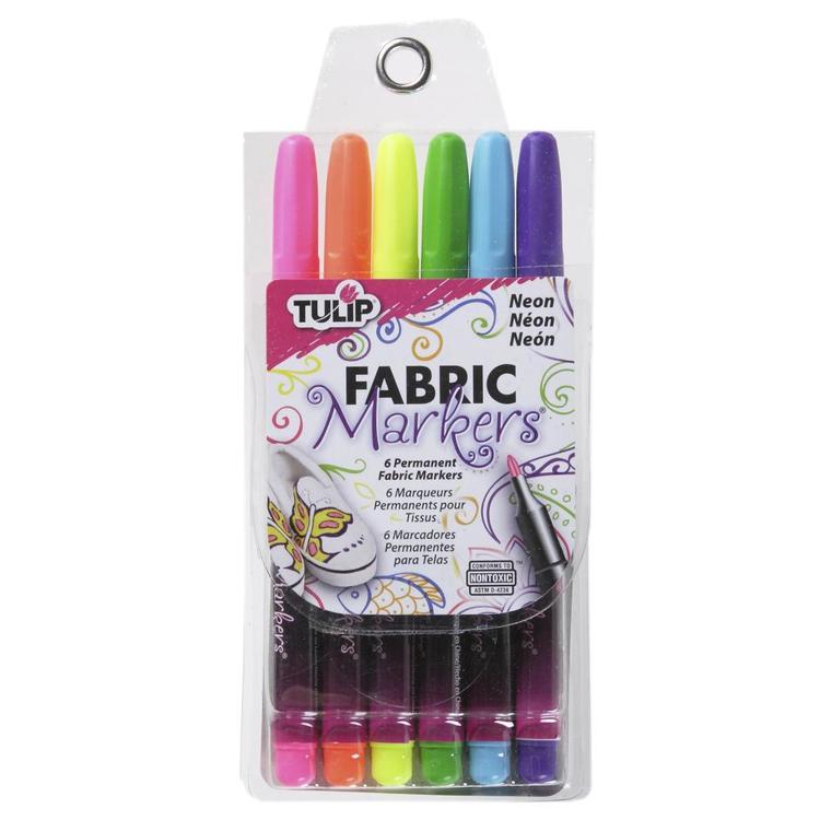 Tulip 6 piece Fabric Markers Neon Colours