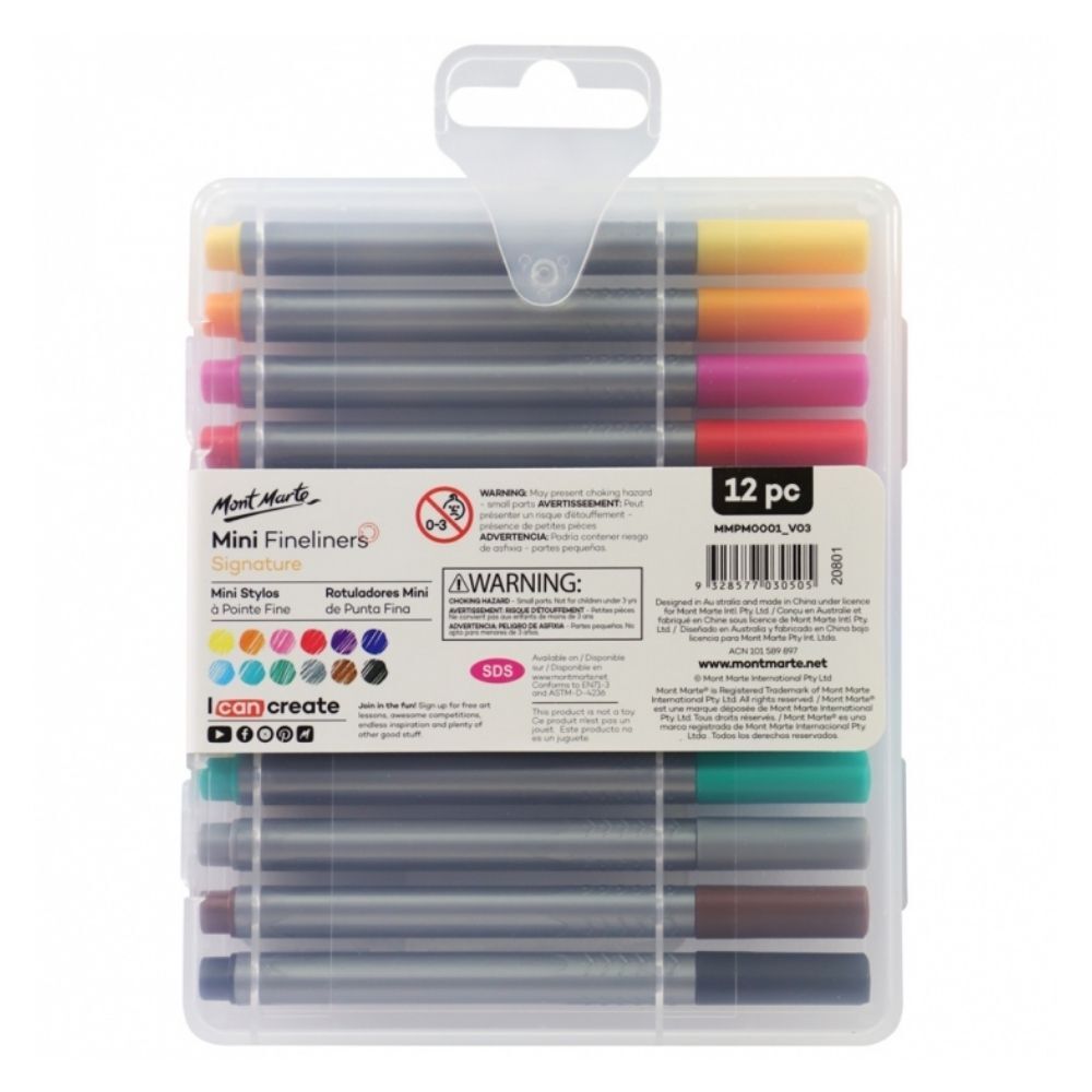 Mont Marte Fineliner Marker Pen Set - Mini 12pc