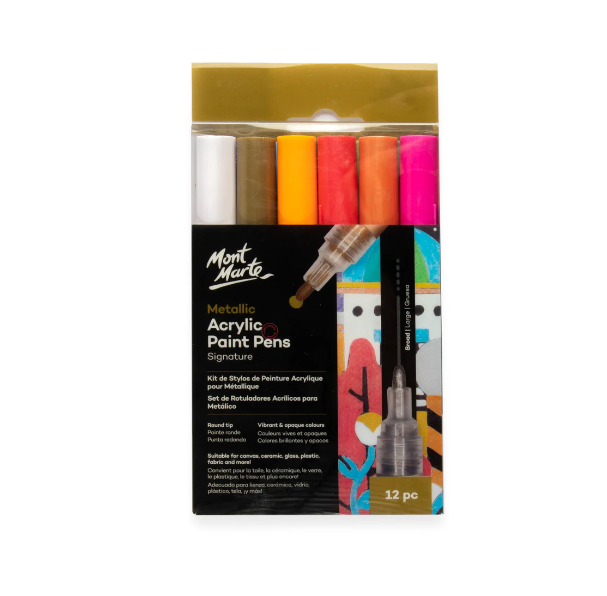 Metallic Acrylic Paint Pens Broad Tip Signature 12pc