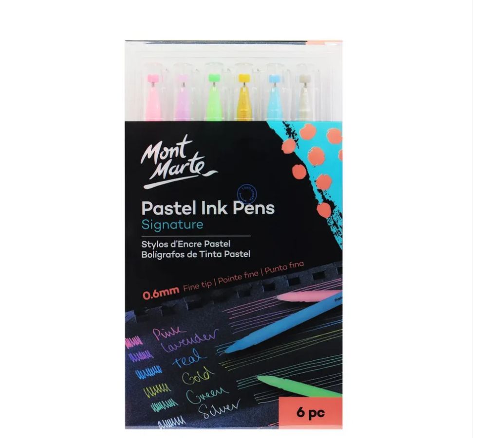 Mont Marte Pastel Ink Pens Fine Tip 6pc