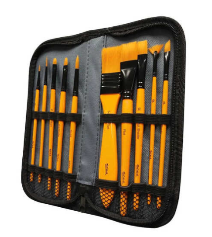 Mont Marte Taklon Brush Set in Wallet 11pce - Acrylic