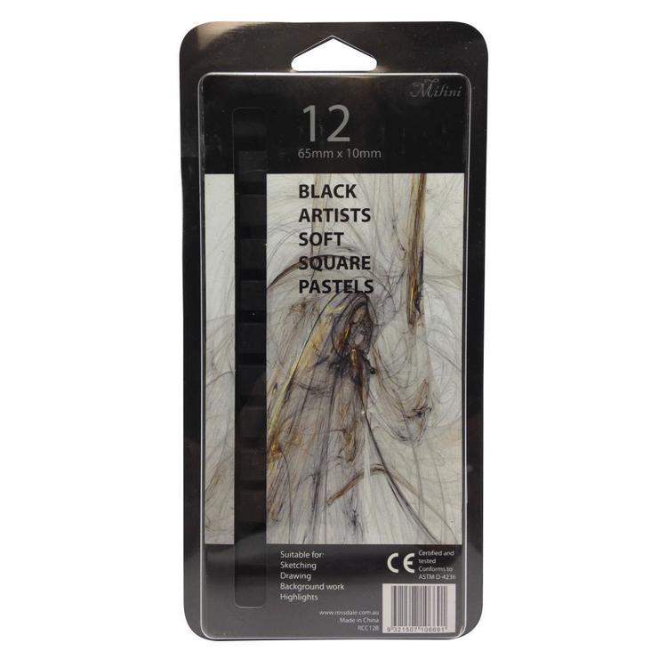 Milini Artists Soft Square Pastels BLACK