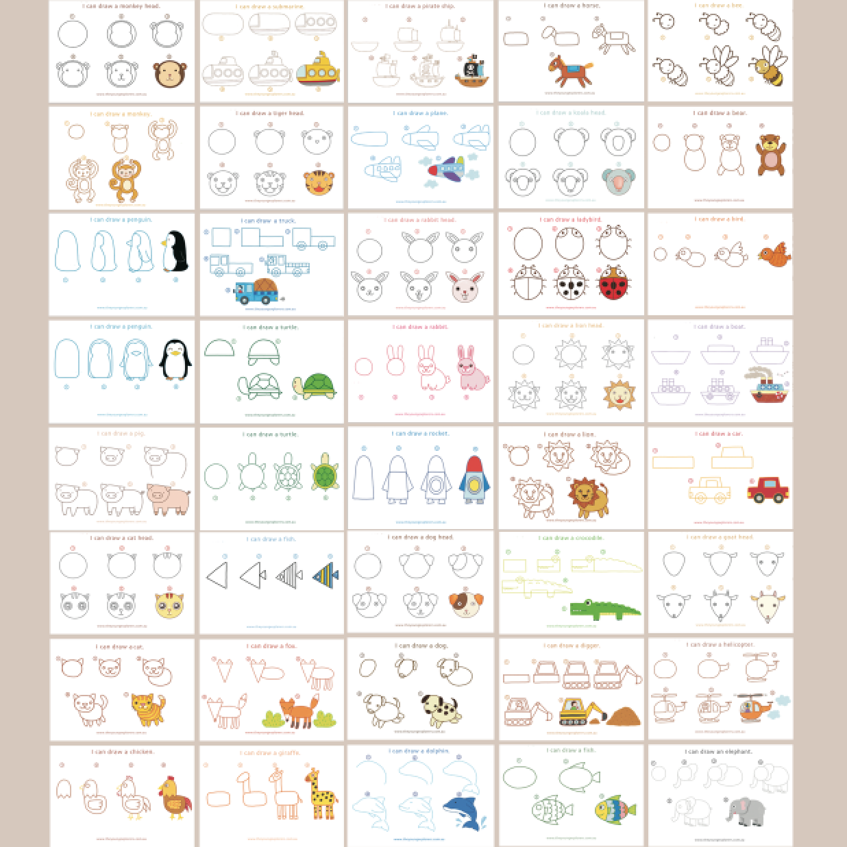 Step By Step Drawing I Can Draw Animals and Transports PDF DIGITAL