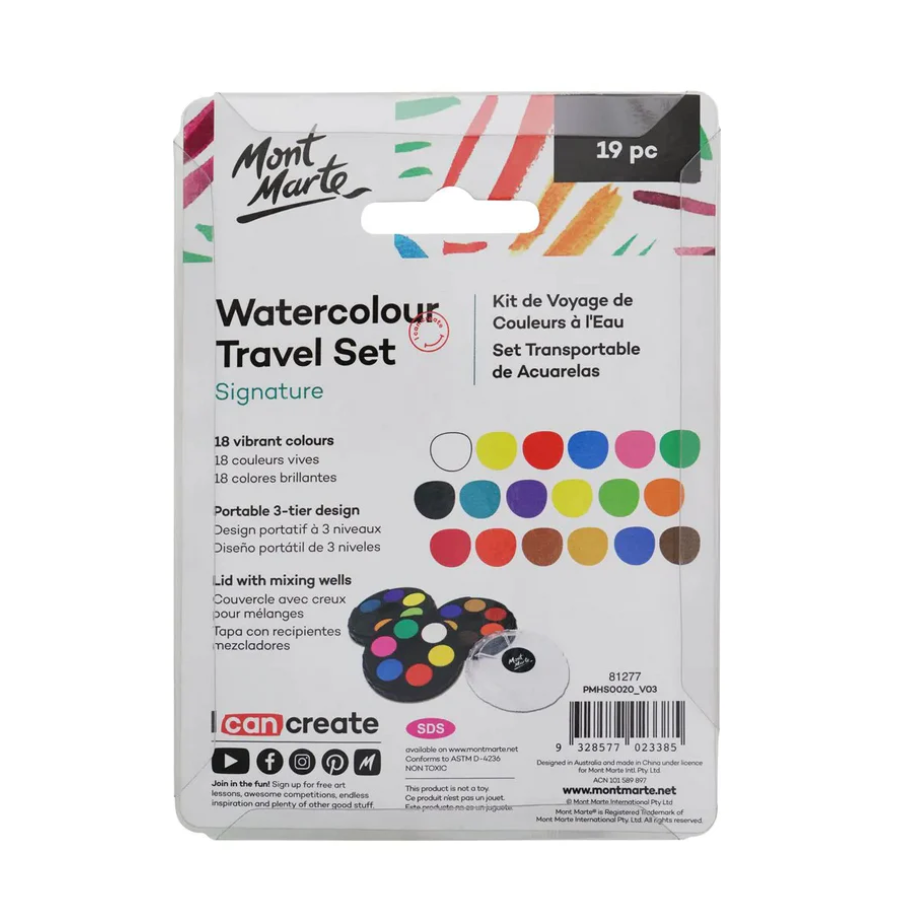 Mont Marte Watercolour Travel Set 19pce
