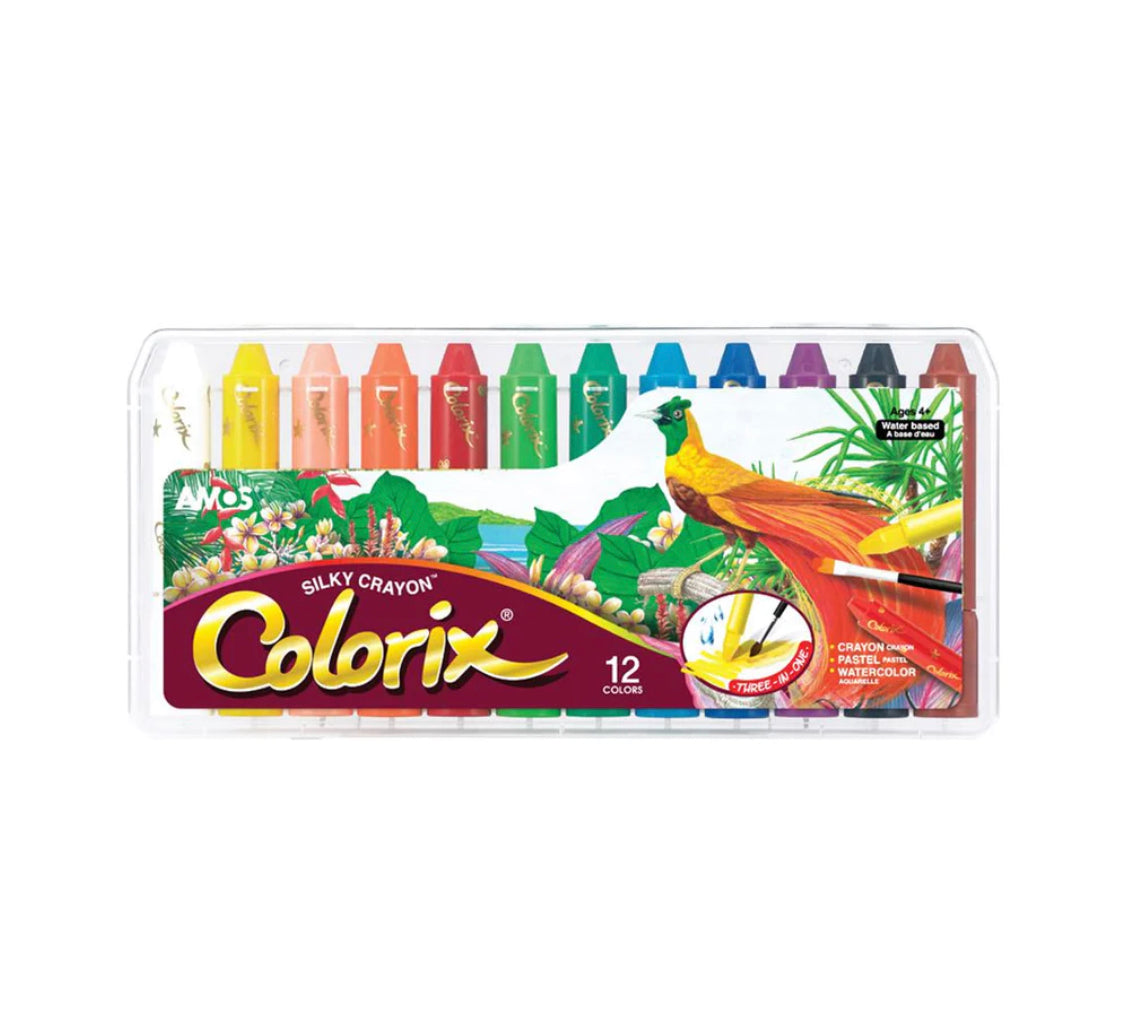 AMOS - COLORIX SILKY SAFE CRAYON - 12 COLOURS PACK