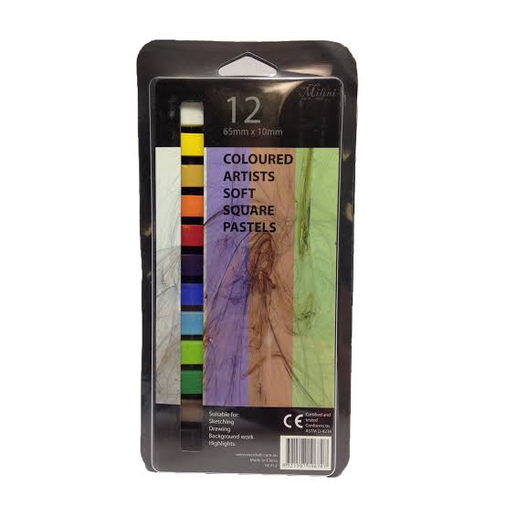 12pc Coloured Milini Soft Square Pastels
