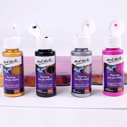 Mont Marte Pouring Acrylic Paint 4-Pieces Set, 60 ml, Cosmic