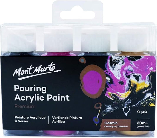 Mont Marte Pouring Acrylic Paint 4-Pieces Set, 60 ml, Cosmic