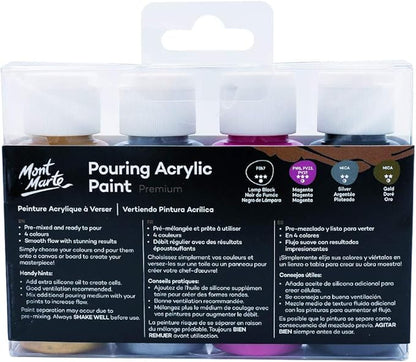Mont Marte Pouring Acrylic Paint 4-Pieces Set, 60 ml, Cosmic