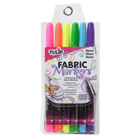 Tulip 6 piece Fabric Markers Neon Colours