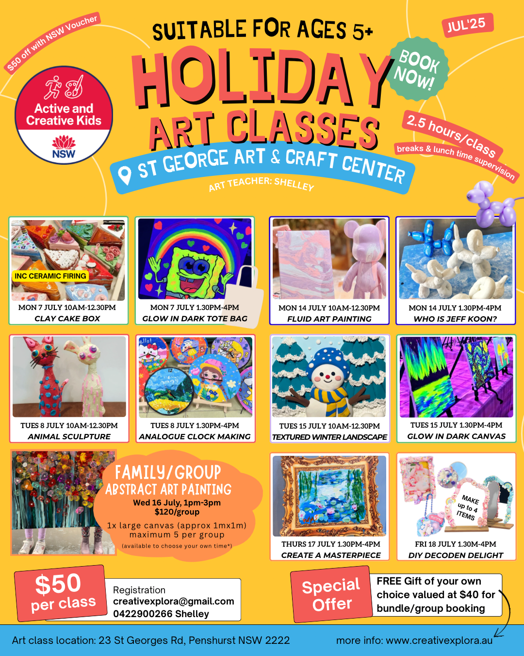 JULY HOLIDAY ART CLASSES