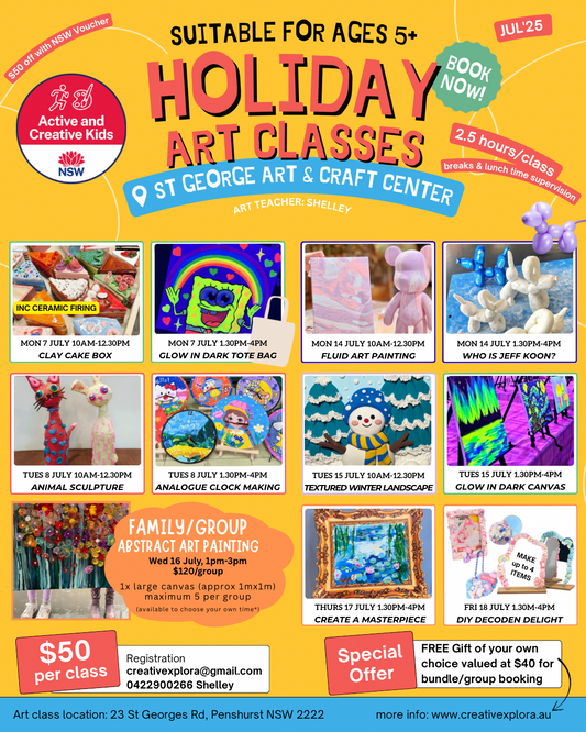 JULY HOLIDAY ART CLASSES