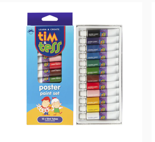 Tim & Tess Poster Paint Set 12 x 12ml Tubes