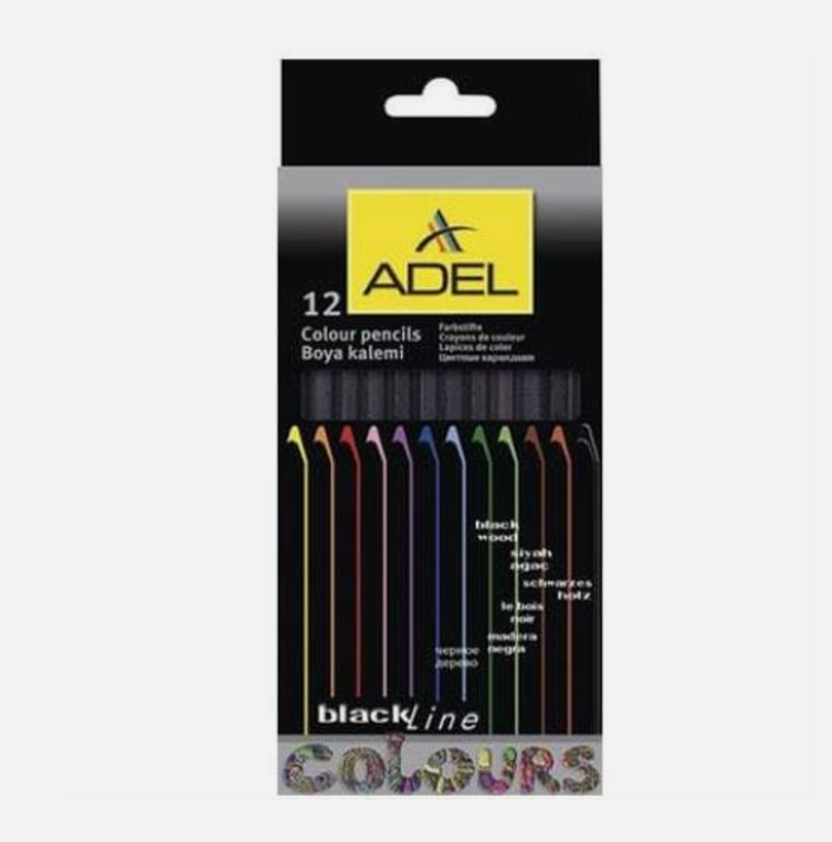 Adel "Blackline" Colour Pencil Set - 12